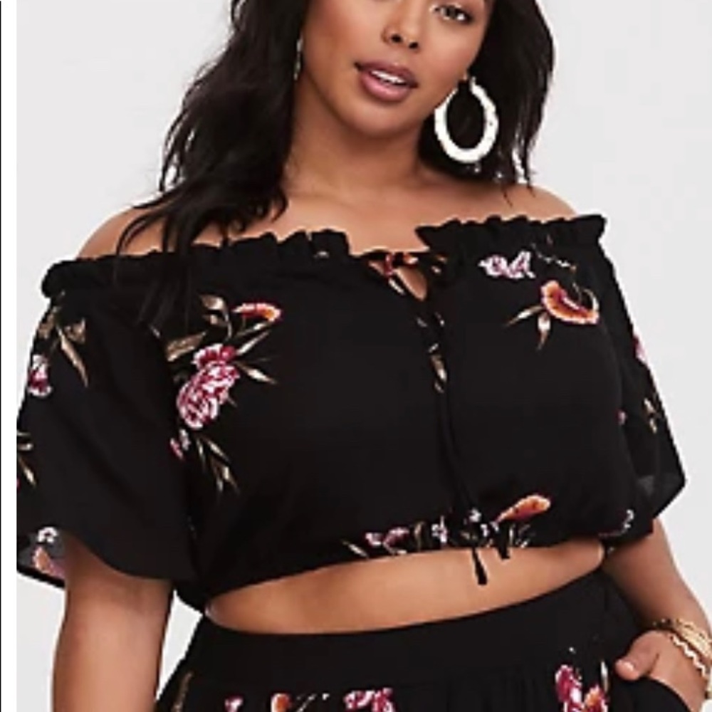 Torrid Black Floral Crop top